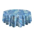thumbnail image 5 of Blue White Tie Dye Swirl Pattern Round Tablecloth 60"x60",Wrinkle Wipeable Table Cloth for Kitchen Dining Room Picnic Patio Party, 5 of 6