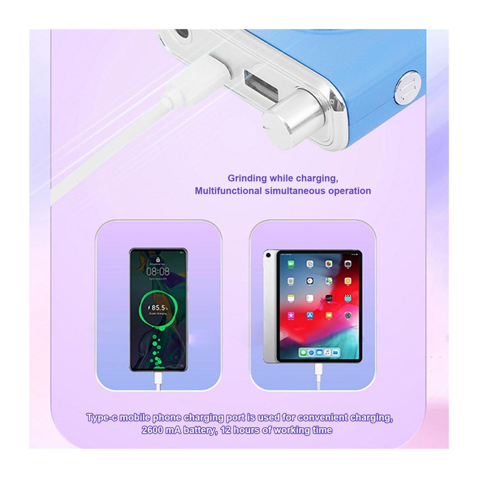 Electric Nail Drill Machine, 40000 Rpm Portable Professional Rechargeable Stable Low Noise Aluminum Alloy Nail Drills ,Low Noise