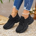 thumbnail image 4 of Women's Platform Running Shoes Breathable Lace Up Tennis Shoes Lightweight Non Slip Mesh Slip on Sneakers Black Size 6.5, 4 of 5