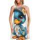thumbnail image 1 of Balery Cute Sunflower Blue Duck Vestidos de verano para mujer con estampado: vestido holgado sin mangas, vestido playero informal y cómodo para días calurosos., 1 of 7