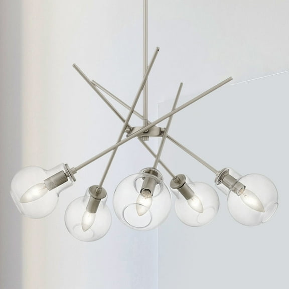 Luxury Modern Chandelier, Brushed Nickel, UQL5230
