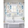 thumbnail image 4 of Blue Beige Coastal Sheer Curtains 54 Inch Length 2 Panels Set, Summer Beach Starfish Shell Nautical Voile Window Treatment Rod Pocket Short Kitchen Curtains Drapes for Bedroom 52"x54"x2, 4 of 7