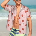 thumbnail image 3 of Wukai Hand Drawn Strawberry Men's Hawaiian Shirt Short Sleeve Casual Button Down Summer Beach Aloha Shirt Tropical Print Holiday Party, 3 of 8