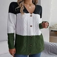 thumbnail image 2 of Yuyuzo Cardigan Col en V pour Femmes Manches Longues Ouvert devant Bouton Patchwork Pull Automne, 2 of 6