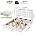 thumbnail image 3 of Homfa Queen Size Floating Bed with LED Lights Charging Station, Modern PU Upholstered Platform Bed with Storage Headboard, White, 3 of 7