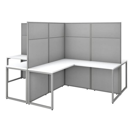 UPC: 0042976117818 | Easy Office 60W 4 Person L Desk with 66H Panels in White – Engineered Wood