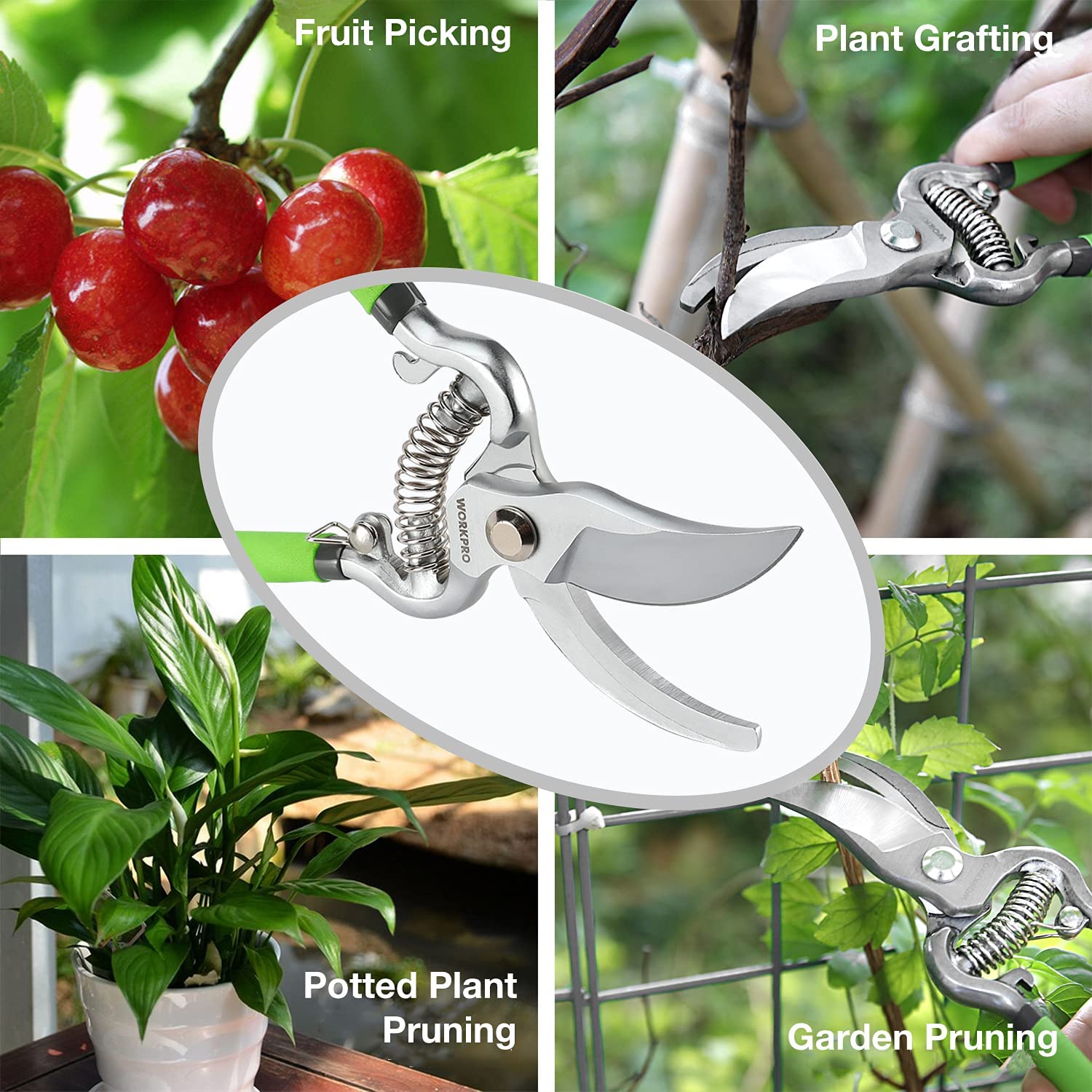 Workpro 8-Inch Bypass & Straight Blade Pruner Set photo 7