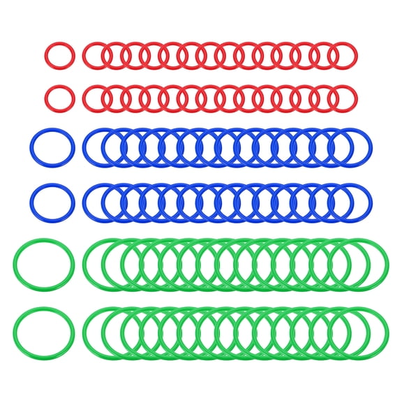 Uxcell Plastic Toss Ring 3 Sizes, 90 Pack Sports Rings Toss Game for Carnival Outdoor Games, Red/Blue/Green