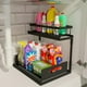 thumbnail image 2 of Organizador debajo del fregadero, REALINN Organizador de gabinete extraíble de 2 niveles debajo del fregadero de la cocina, almacenamiento debajo del gabinete multiusos para baño, lavandería, cocina, 2 of 4
