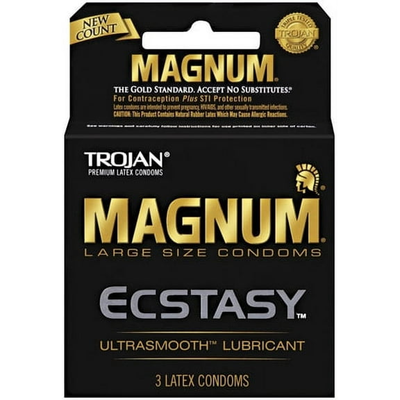 Magnum Large Size Ecstasy Ultrasmooth Lubricant Condoms 3 Ct Peg