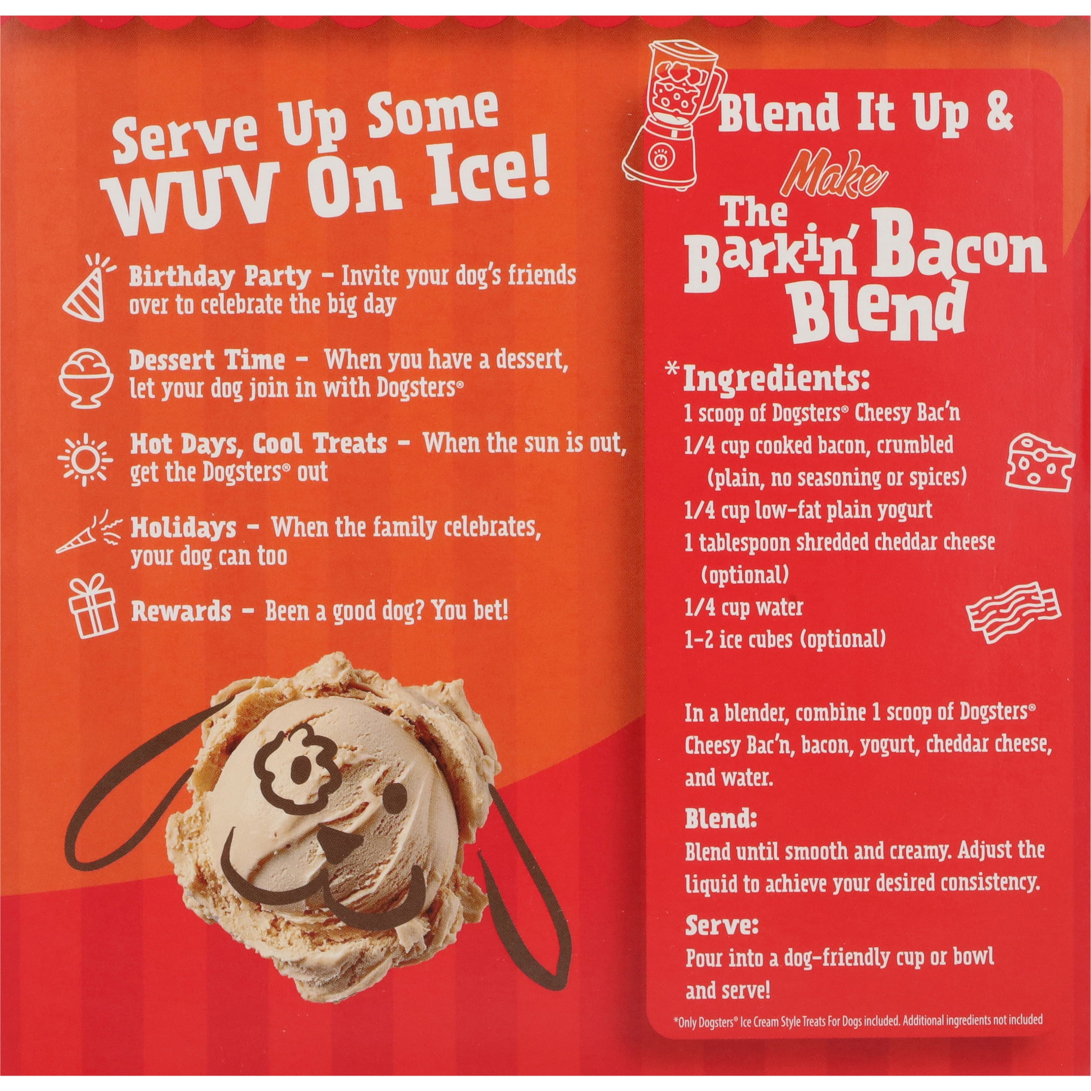 Dogsters Ice Cream Style Cheesy Bac'n Flavor 3.5 fl oz Cup, 4 Count