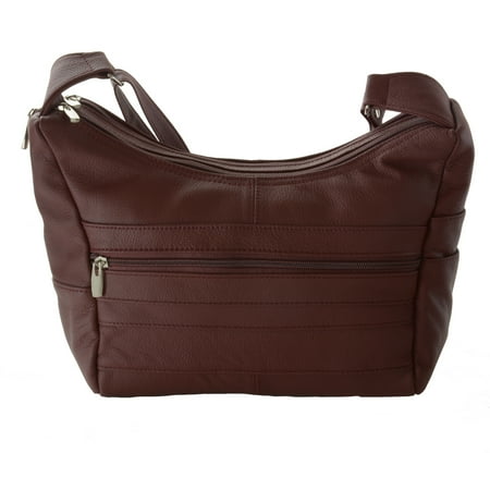 Women's Genuine Leather Purse Mid Size Multiple Pocket Shoulder Bag Handbag New