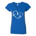 thumbnail image 2 of Wild Bobby Heart Made Of Faith Inspirational/Christian Women Standard V-Neck Tee, Royal, X-Large, 2 of 5