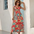 thumbnail image 6 of s Pattern Retro Inustrial in Red Blue Teal and Orange Sleeveless Dress summer dresses women Female clothing, 6 of 6