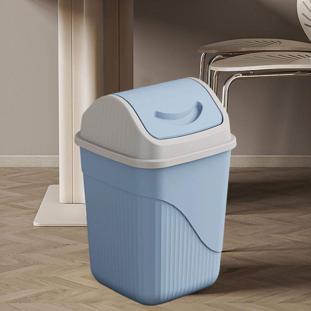 COM1950s Trash Can with Swing Lid,Odor Control Waste Bin for Bathroom and Office,Compact Size Plastic Garbage Bin for Small Spaces