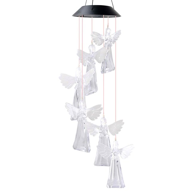 Que Cambian La Luz Solar Wind Chimes Lamp Garden Wind Chimes Angel Lamp Led Hanging Angel Lantern Para Patio Garden Yard Decoración Al Aire Libre 7 Colores Speravity HA015711-00