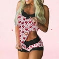 thumbnail image 4 of gakvbuo Valentine'S Day Pajamas Camisole And Shorts for Women Sleepwear Sleeveless Lingerie V-Neck 2 Piece Outfits Pajamas Loungewear Cami Top Shorts Lace Up Nightwear, 4 of 6