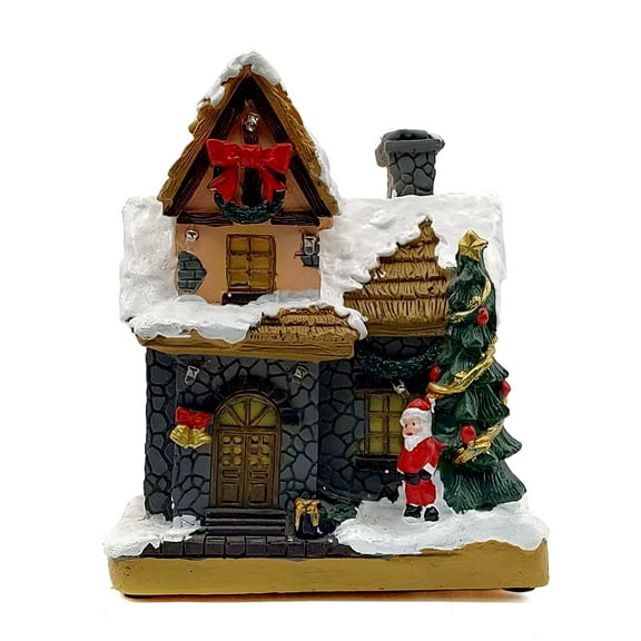 Festive Cottage with Santa Claus. Christmas Village Wizardi F07-N1-11-601