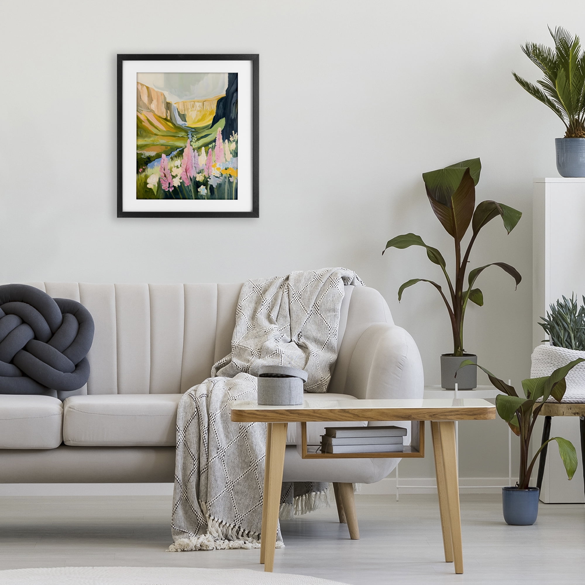 Stupell Industries Waterfall and Valley in Bloom Black Framed Print Under Glass, design by The Prints Vibe
