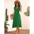 thumbnail image 3 of DARING DIVA Women Casual Sleeveless Wrap V Neck Midi Dress S Green, 3 of 6