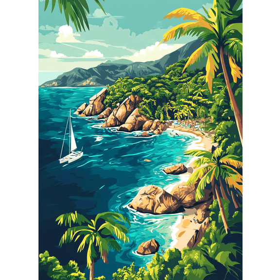 Tropical Beach Canvas Print/Wall Art,Perfect for Living Room,Bedroom,Bathroom,Office,Hotel Decoration