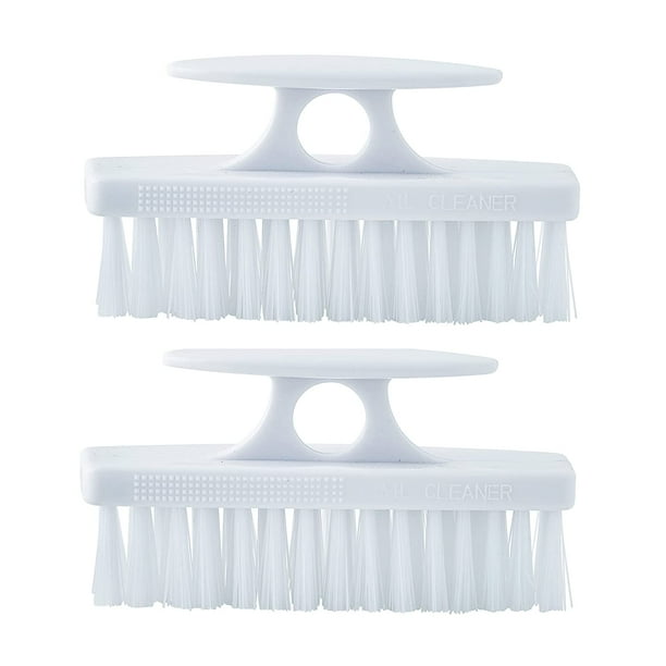 Superio White Nail Brush Cleaner with Handle, 2 Pack Durable Brush