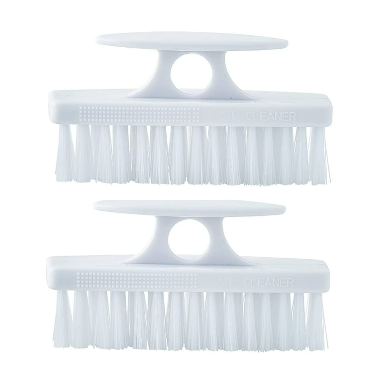 Superio Heavy Duty Durable White Nail Brush Cleaner with Handle Stiff  Bristles