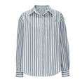thumbnail image 6 of VBVC Women's Oversized Striped Button Down Shirt , Casual Long Sleeve Blouse For Women,Ladies' Loose Fit Collared Top with Pockets,Light Blue,S-2XL, 6 of 8