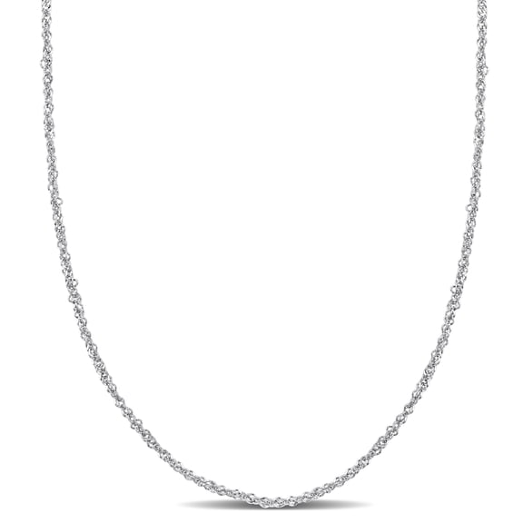 Everly Women's 1.2mm 14k White Gold Sparkling Singapore Chain Necklace