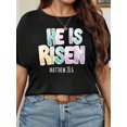 thumbnail image 1 of Plus Size Easter He Is Risen Print T-Shirt, Casual Crew Neck Short Sleeve Comfort Tee Top For Spring & Summer, Women'S Clothing Tee For Adult, Men, Women, Teen, Teenager, Adolescent, Youth, 1 of 6