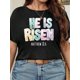 thumbnail image 1 of Plus Size Easter He Is Risen Print T-Shirt, Casual Crew Neck Short Sleeve Comfort Tee Top For Spring & Summer, Women'S Clothing Tee For Adult, Men, Women, Teen, Teenager, Adolescent, Youth, 1 of 6