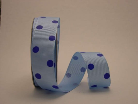 Ribbon Bazaar Grosgrain Dippy Dots 7/8 inch Blue / Royal 50 yards Ribbon