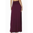 thumbnail image 2 of TheMogan Women's Casual Lounge Solid Foldable High Waist Draped Jersey Relaxed Long Maxi Skirt Dark Plum L, 2 of 7