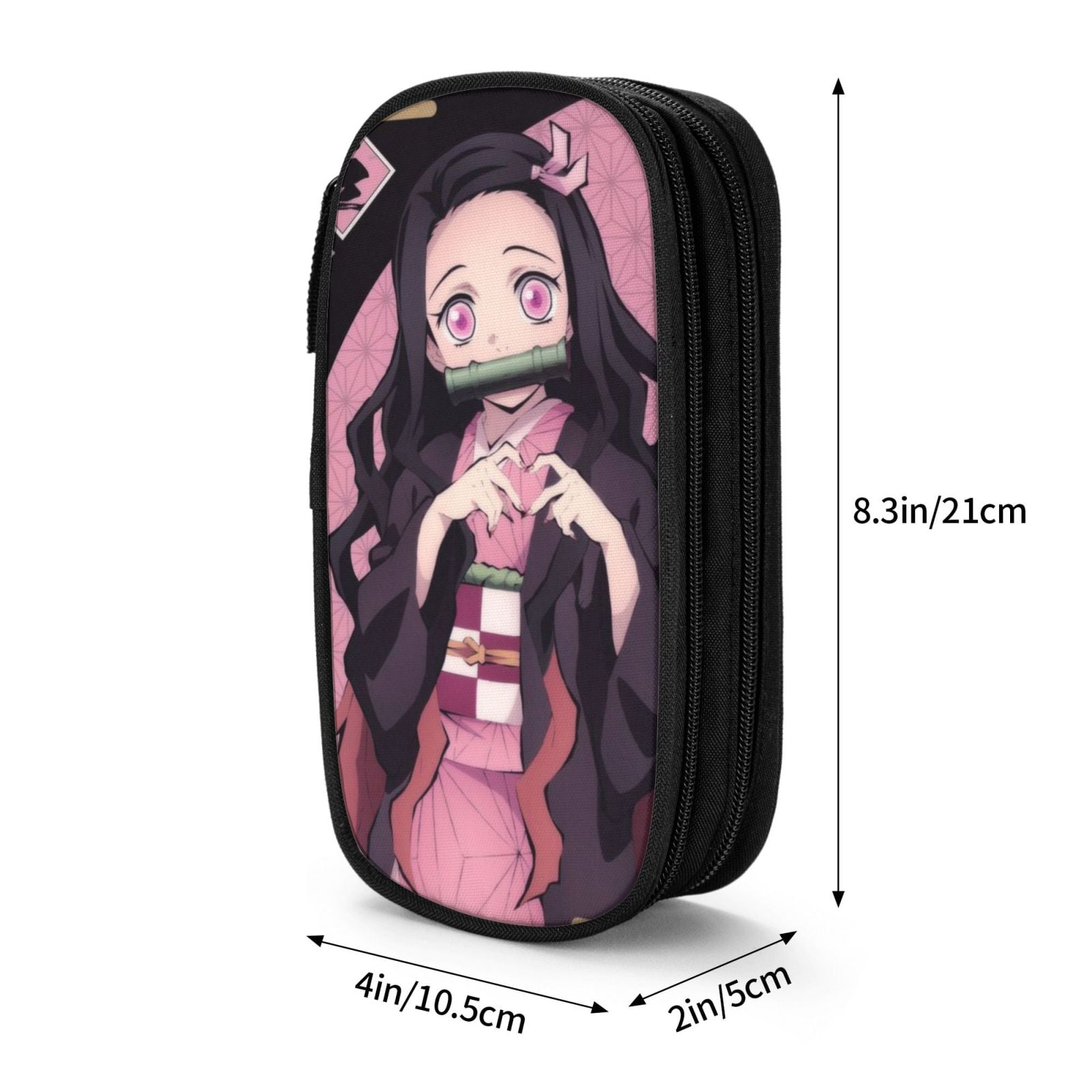 Kamado Nezuko Pencil Case Large Capacity Pencil Pouch Pen Bag Office Stationery Organizer Travel Makeup Bag Black