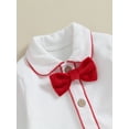 thumbnail image 6 of Christmas Toddler Baby Boys Gentleman Clothes Sets 6M 1Y 2Y 3Y  4Y 5Y 2pcs Long Sleeve Bow Shirt+Red Suspender Shorts Santa Claus Outfits, 6 of 10