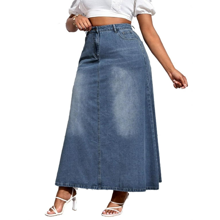 Plain A Line Skirt Dark Wash Plus Size Denim Skirts Walmart