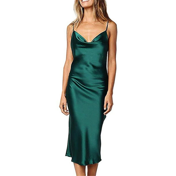 spaghetti strap satin gown