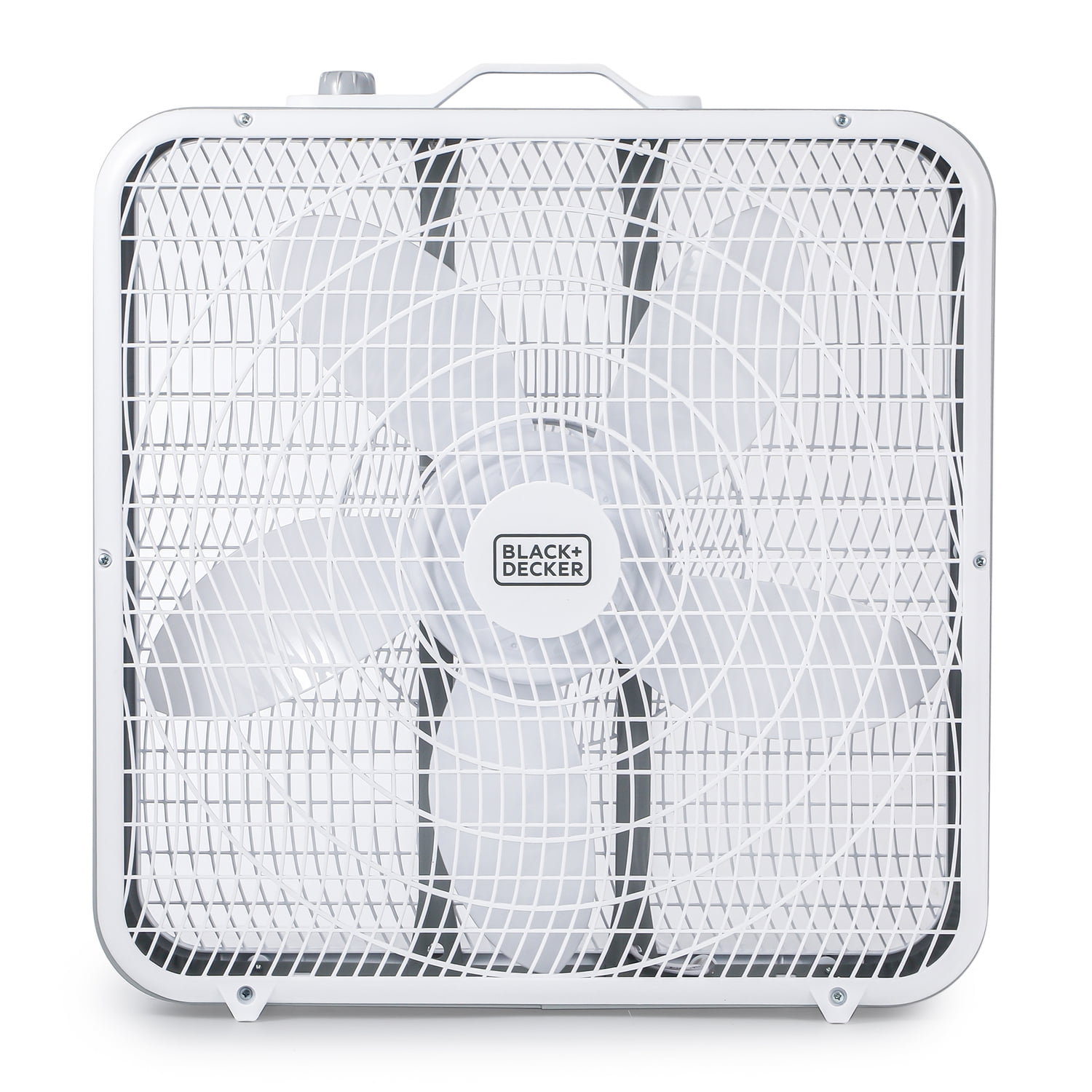 BLACK+DECKER BFB20SW 20-In. 3-Speed Portable Box Fan with Carrying Handle and Recessed Cord Storage, White