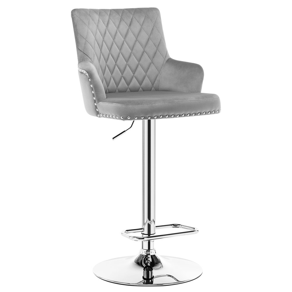 Duhome Bar Stools Velvet AdjustableHeight Swivel Barstools Gray 1 Pcs