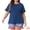 Dark Blue, variant on DARING DIVA Women's Plus Plain Crew Neck Ruffle Short Sleeves Blouse 1X Mint Green