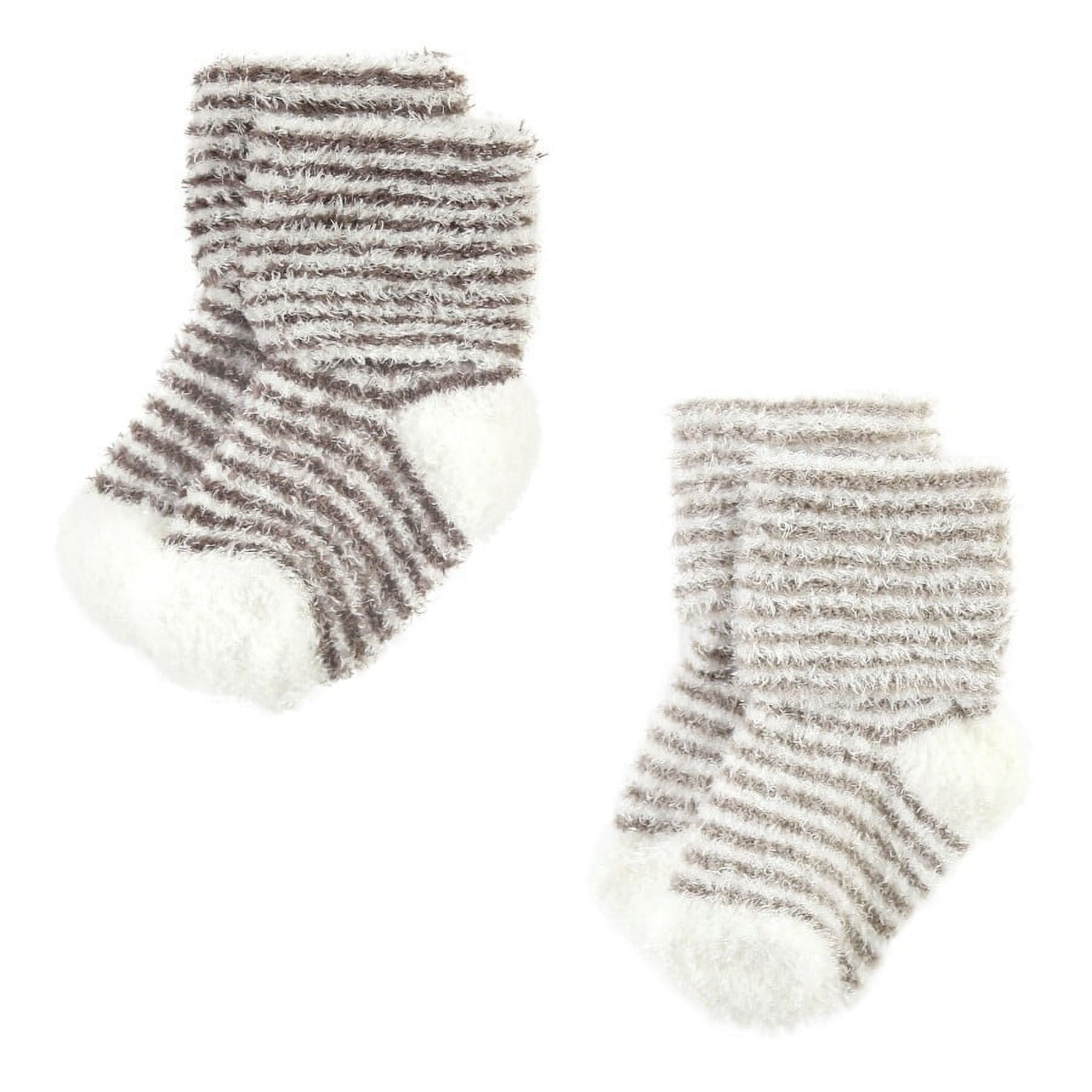Hudson Baby Unisex Baby Chenille Socks, Beige Stripe
