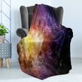 thumbnail image 4 of Galaxy Soft Flannel Fleece Blanket, Nebula Gas Cloud Image Vivid Starfield Cloud Starry Deep Outer Space Print, Cozy Plush for Indoor and Outdoor Use, 60" x 80", Black Purple Yellow, by Ambesonne, 4 of 5