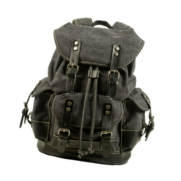 Mochila de lona portátil para exteriores, ideal para montañismo, camping y pesca. Gris oscuro
