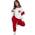 thumbnail image 4 of Sweatsuits for Women 2 Piece Heart Print Color Block Sweatshirt Fashion Casual Crewneck Lounge Sets Red XL, 4 of 10