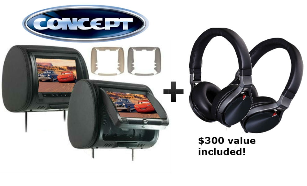 Pair of Concept CLD903 Chameleon 9" Headrest with HD Input, Built in