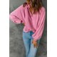 thumbnail image 3 of ABPHQTO Sudadera de mujer rosa con botones a presión lavados y manga farol, 3 of 5