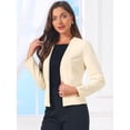 thumbnail image 4 of DARING DIVA Women's Collarless Business Outfits Open Front Suit Blazer L Beige, 4 of 6