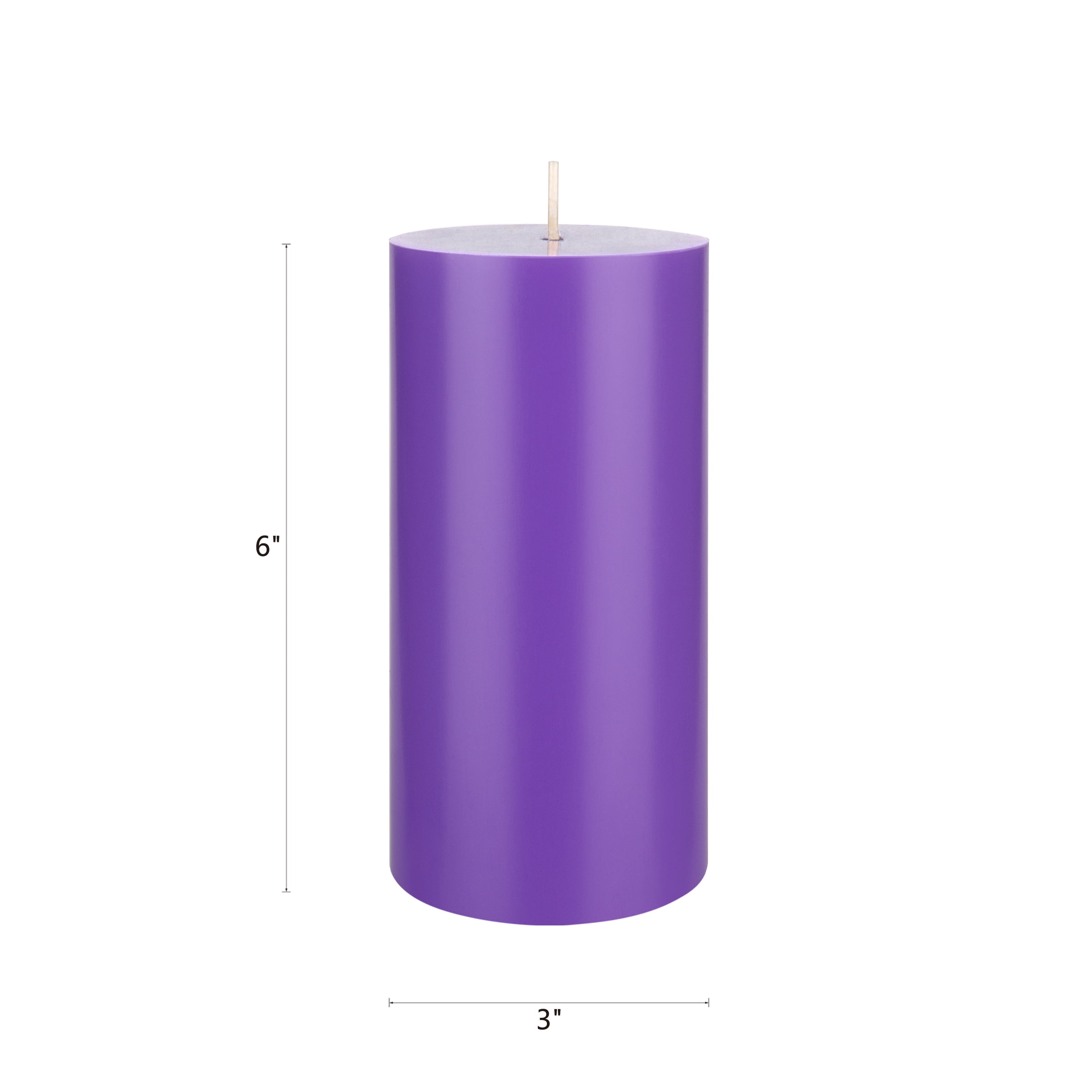 Mega Candles 3 pcs Unscented Lavender Round Pillar Candle, Hand Poured Premium Wax Candles 3 Inch x 6 Inch, Home Décor, Wedding Receptions, Baby Showers, Birthdays, Celebrations, Party Favors & More
