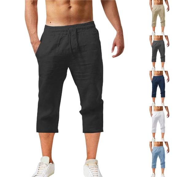 Blekii Men's Casual Summer Shorts, Solid Color Cotton Flat Front Shorts, Fashionable Lightweight Bottoms for Hot Weather, Versatile Pants for Beach, Lounge, Or Daily Outings,