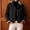 Black, variant on Women's Cropped Trench Jacket with Plaid Cuffs Button Front Lapel Collar Windbreaker